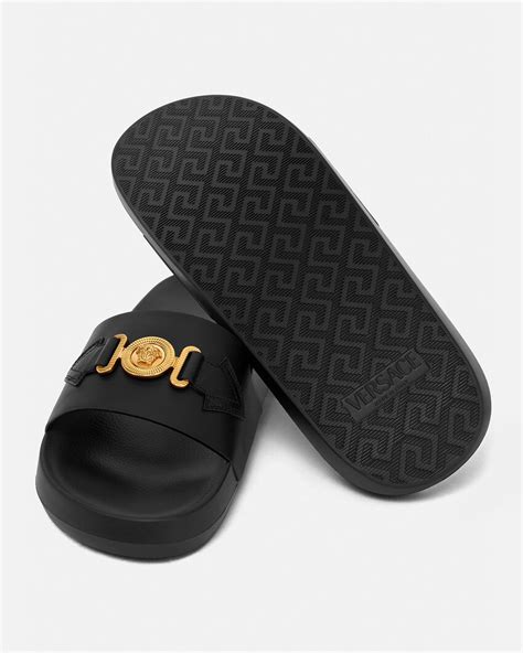 mens versace slides black and gold|Versace virtus slides.